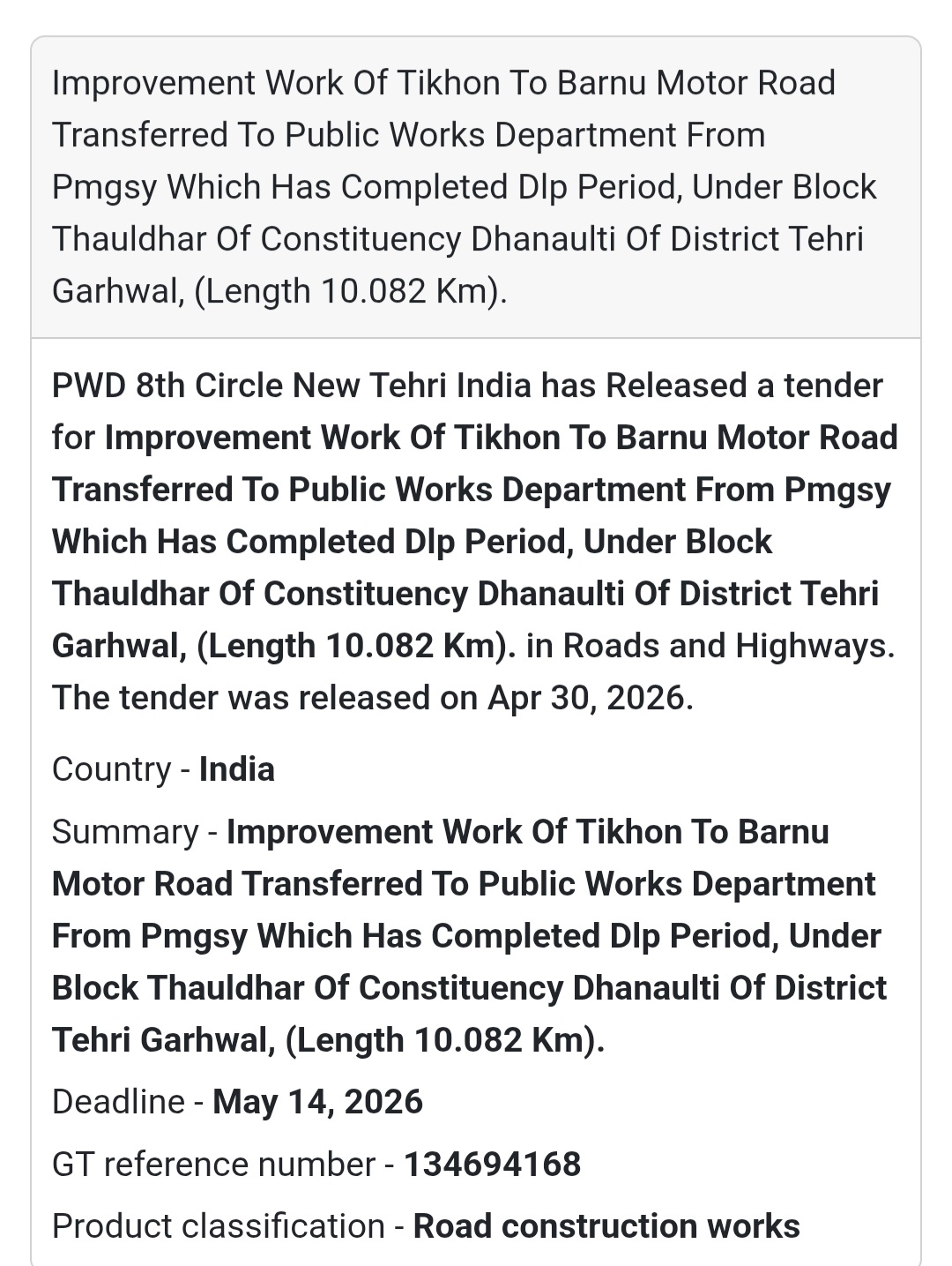 🛣️ Road Improvement Work – Tehri