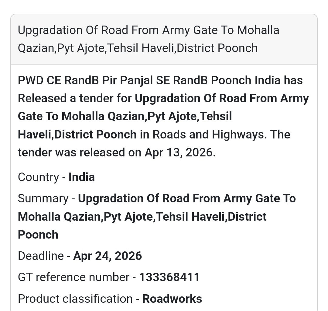 🛣️ Road Upgradation Work (J&K)