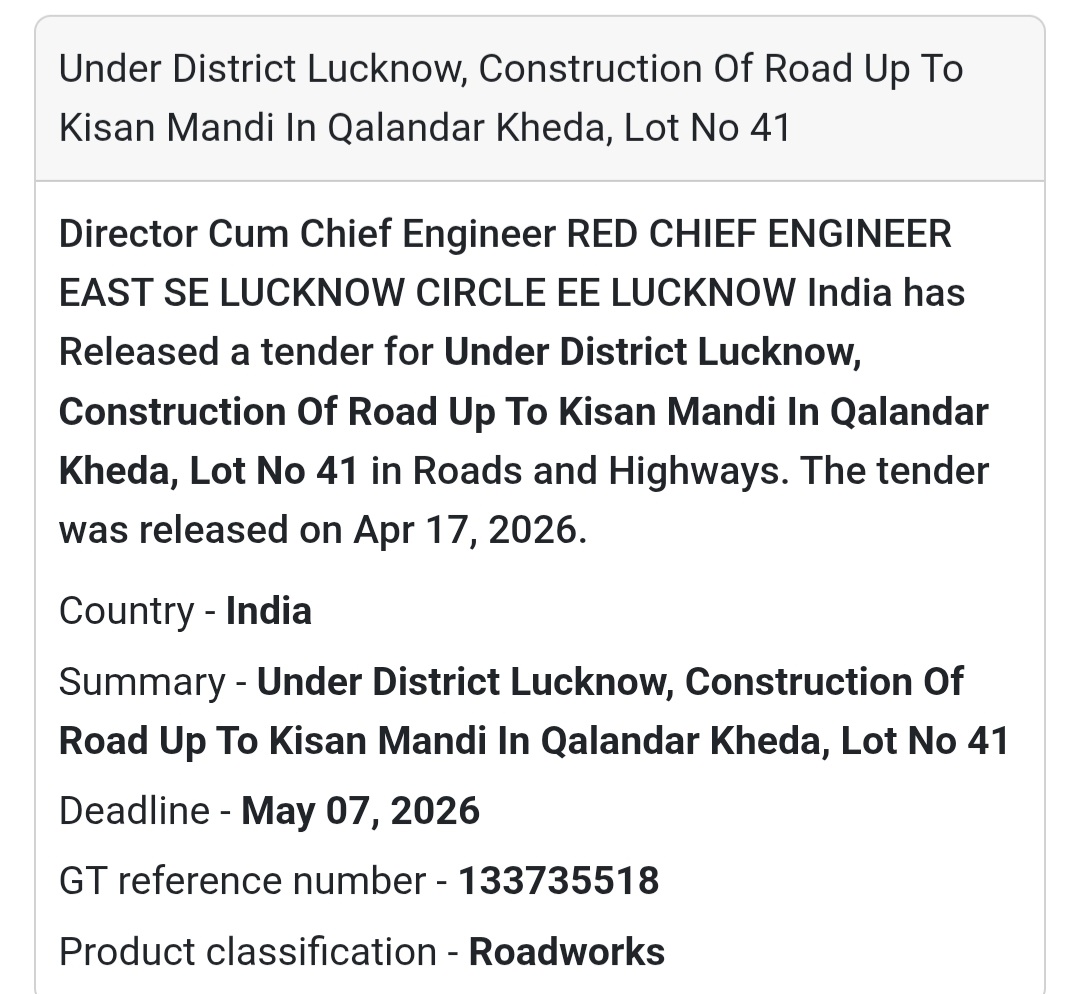 🛣️ Road Work – Lucknow (Qalandar Kheda)
