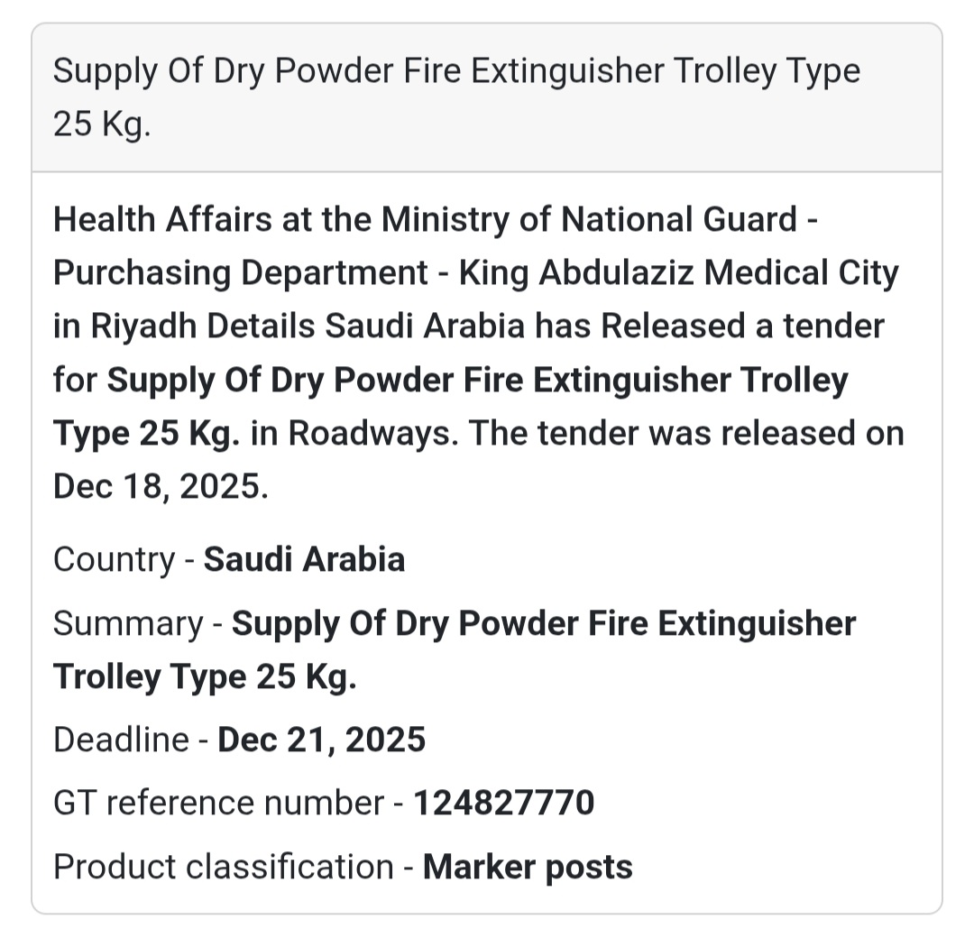 🔔 Safety Equipment Supply Tender | Saudi Arabia 🇸🇦