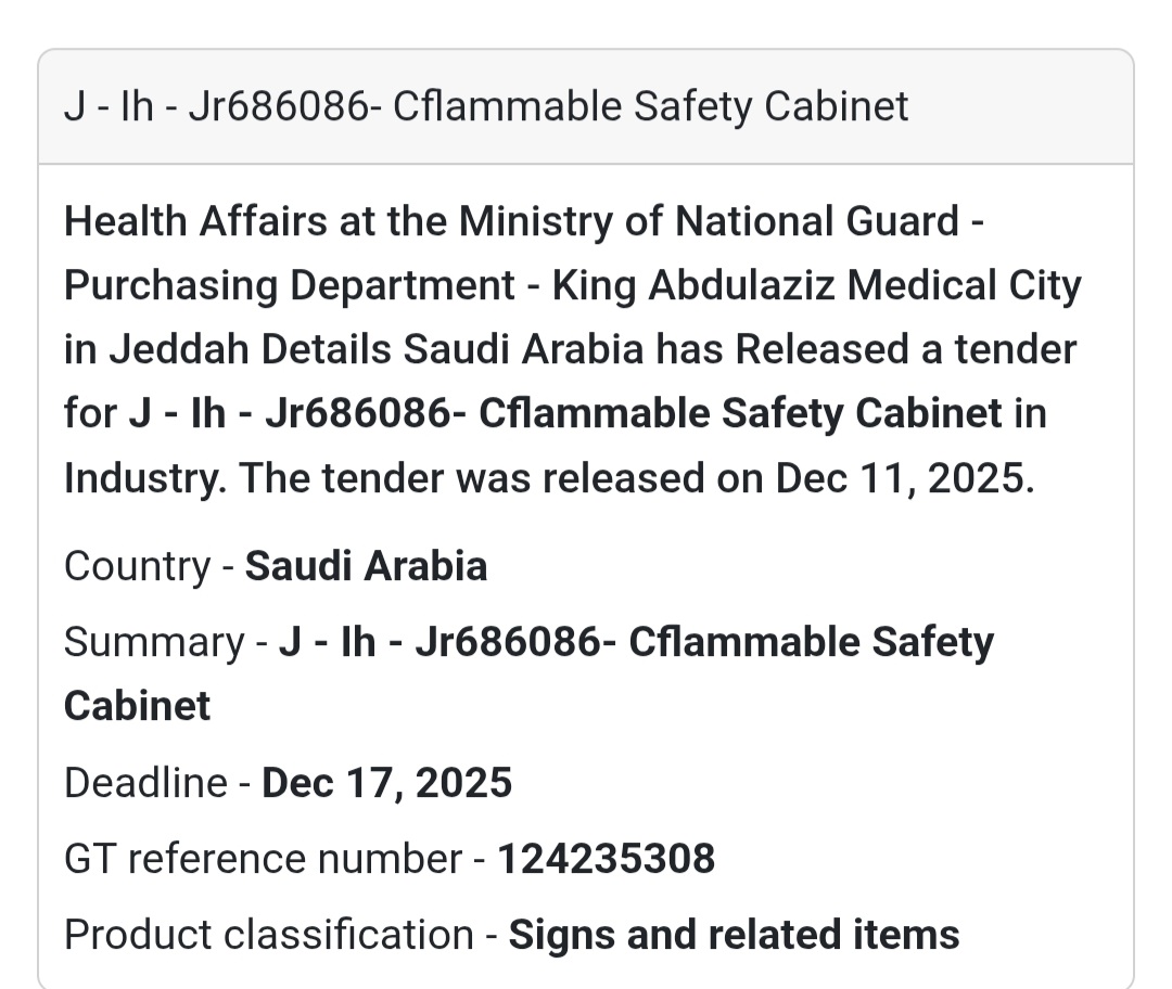 🔥 Safety Equipment Tender – Saudi Arabia 🇸🇦🚫