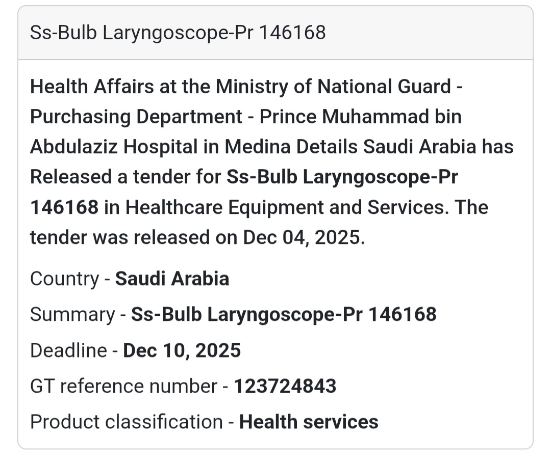 🏥 Saudi Arabia – New Healthcare Tender Released