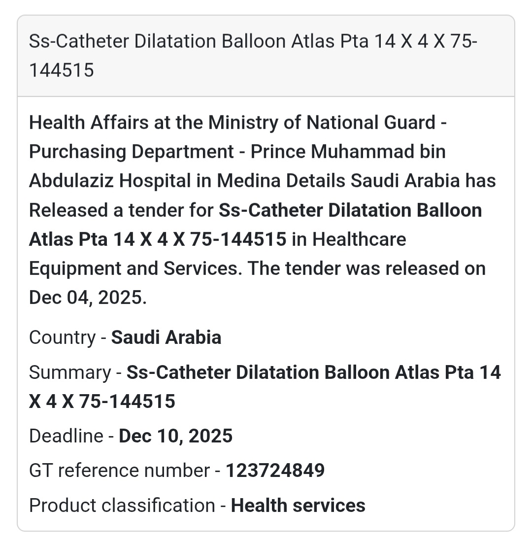 🏥 Saudi Arabia – New Healthcare Tender Released