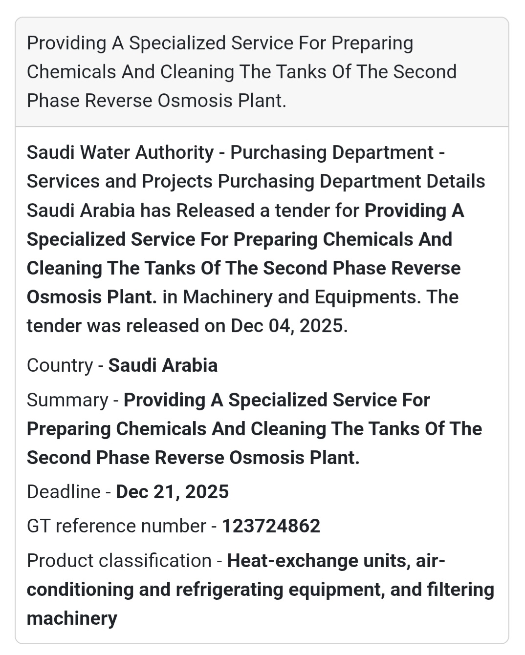 🏥 Saudi Arabia – New Healthcare Tender Released