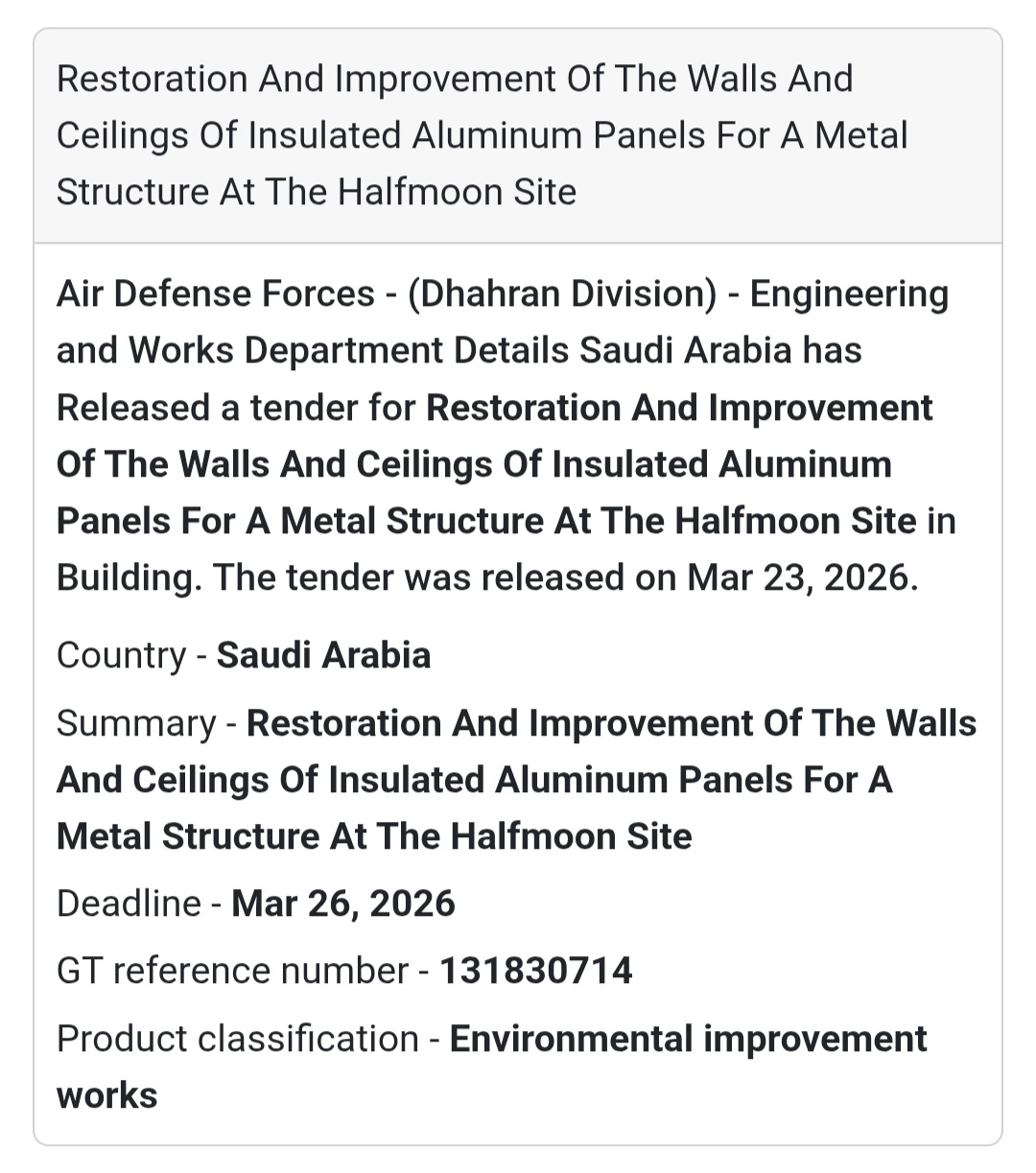 Saudi Arabia 🇸🇦tender 🇸🇦