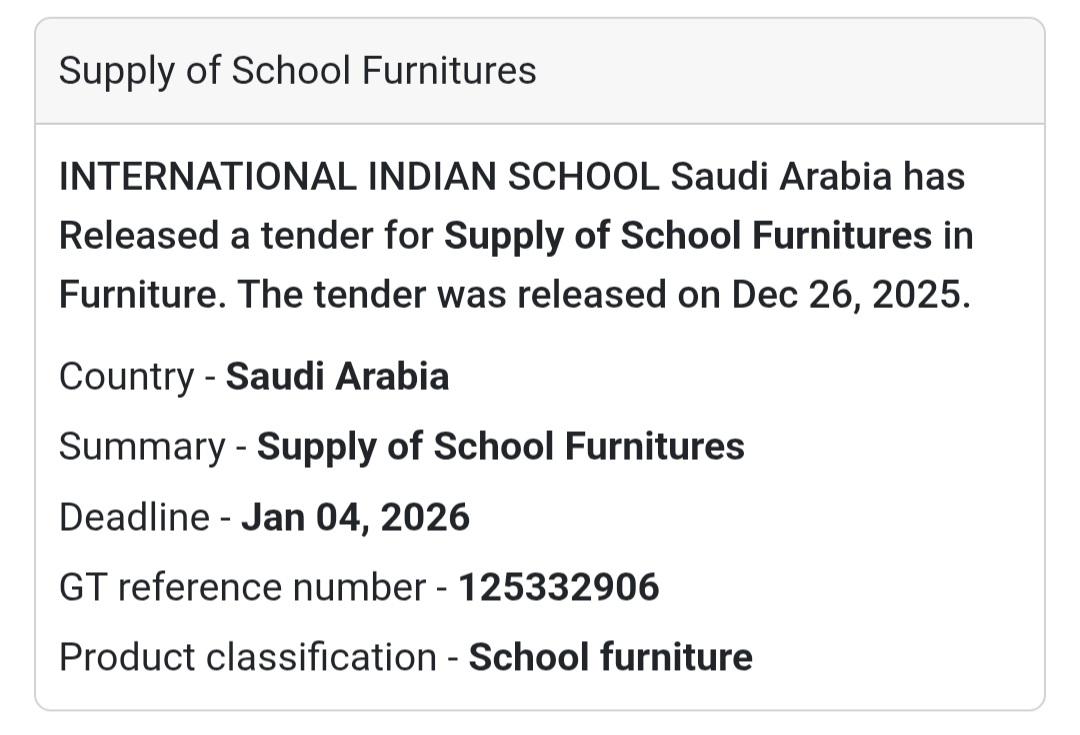 🪑 School Furniture Supply Tender | Saudi Arabia 🇸🇦