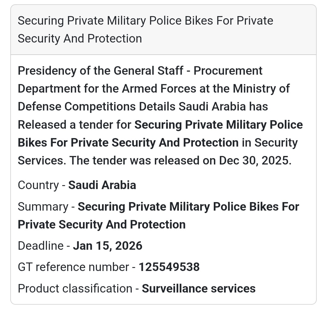 🏍️ Security Equipment Tender