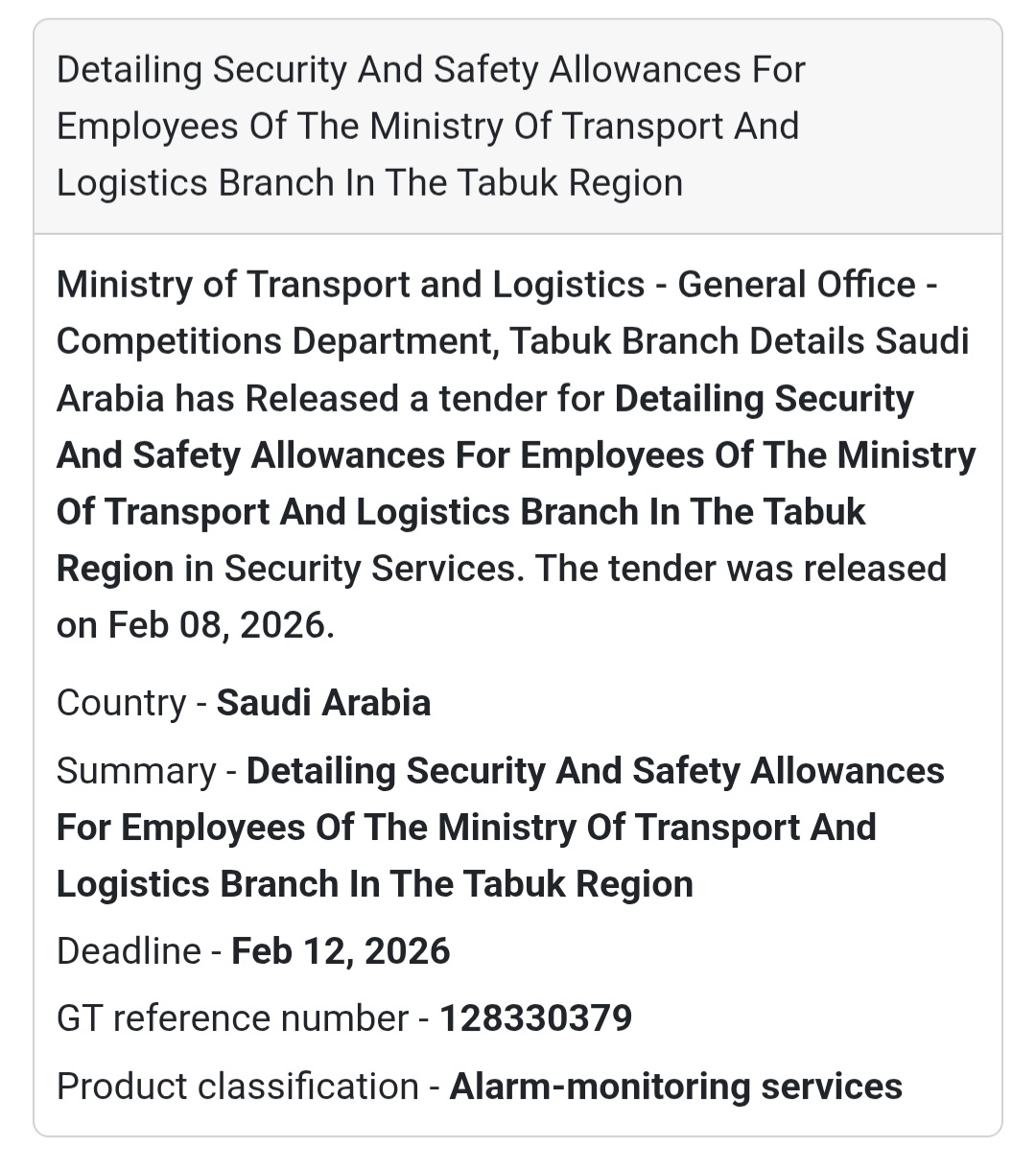 🛡 Security & Safety Allowances – Tabuk Region