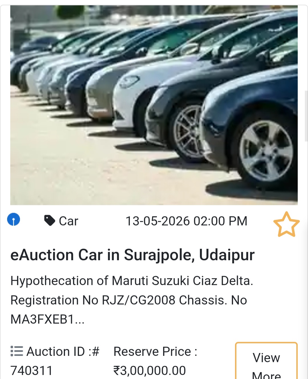 🚗 Sedan Deal – Udaipur Auction