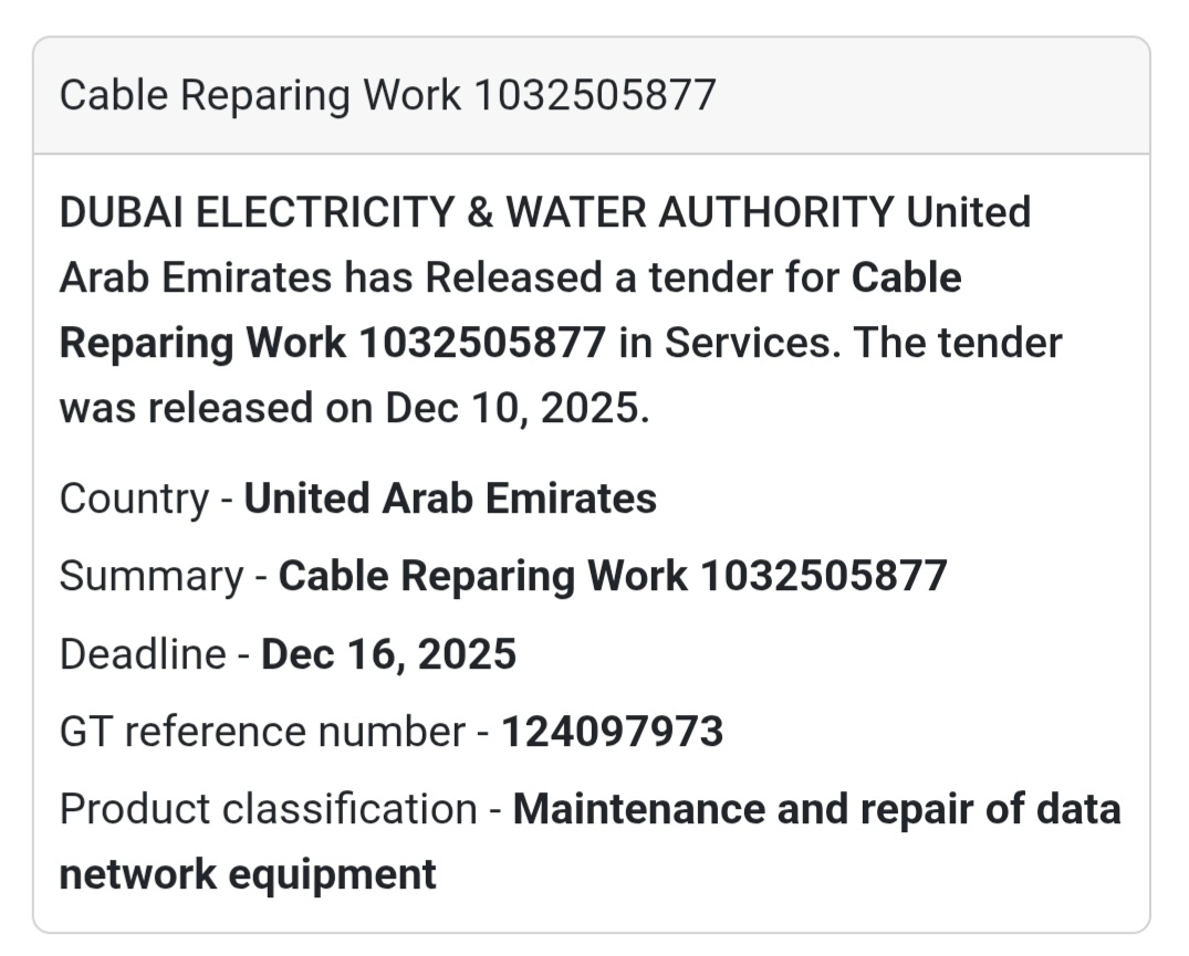 📢 Service Tender Alert – UAE 🇦🇪