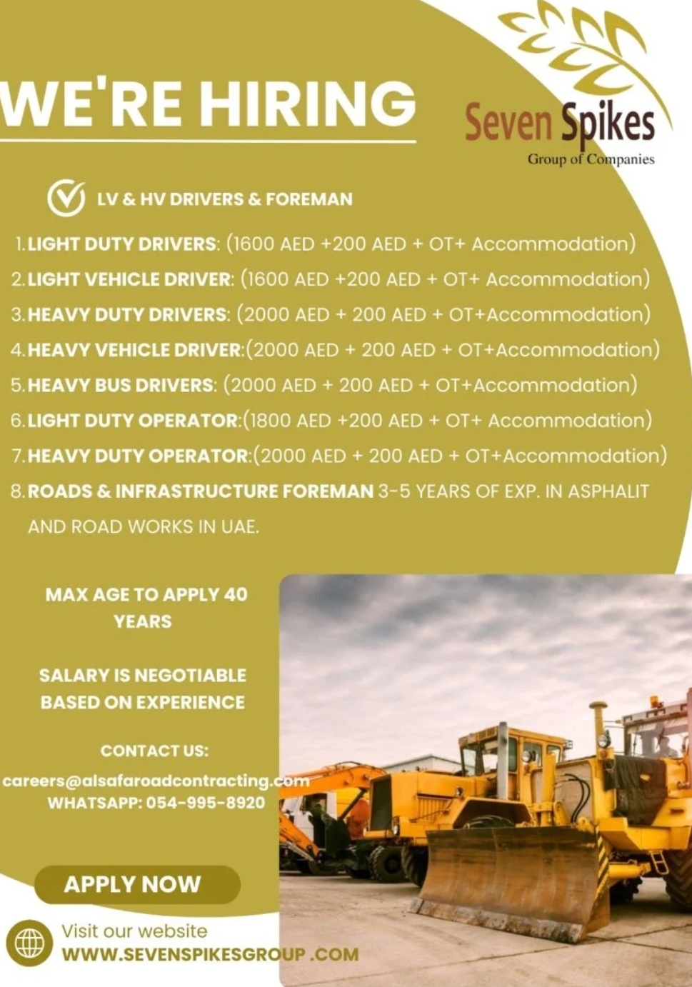 🚧 Seven Spikes Group – Drivers & Operators (UAE)