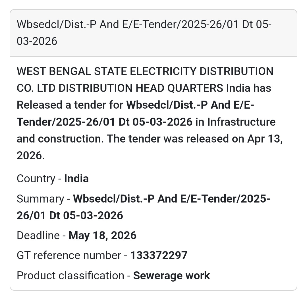 🚰 Sewerage Infrastructure Work (WBSEDCL)