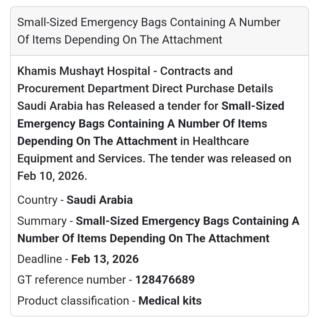 🩺 Small-Sized Emergency Bags – Khamis Mushayt Hospital
