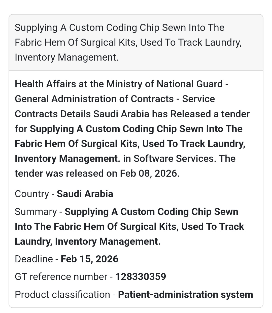 🧵 Smart Coding Chips for Surgical Kits