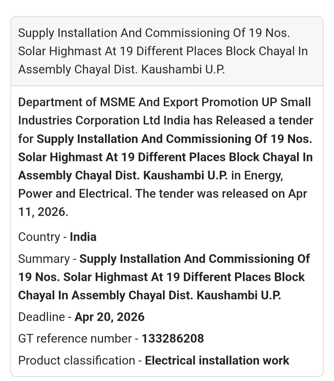 ☀️ SOLAR HIGHMAST INSTALLATION – KAUSHAMBI