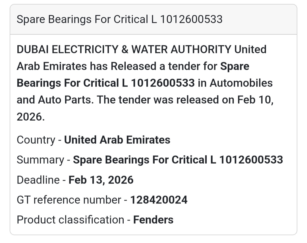 🚗 Spare Bearings for Critical L – UAE