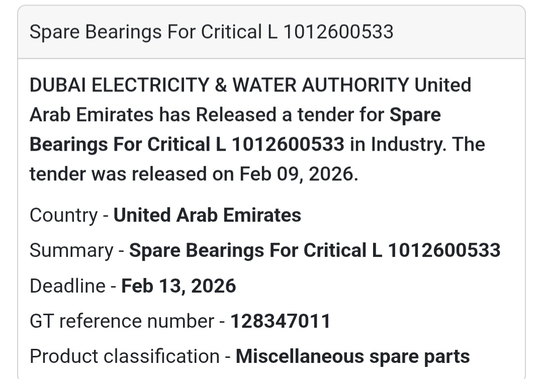 ⚙️ Spare Bearings for Critical Load