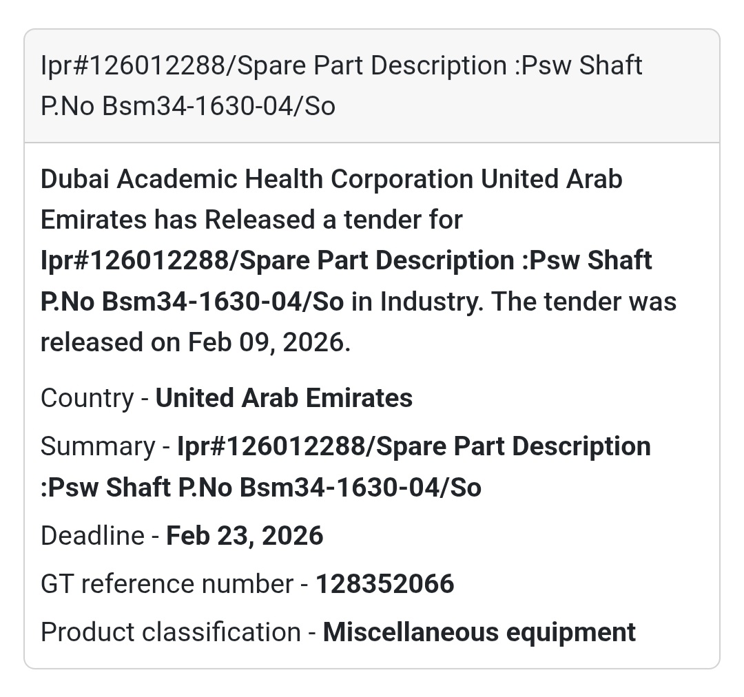 🔧 Spare Part – PSW Shaft