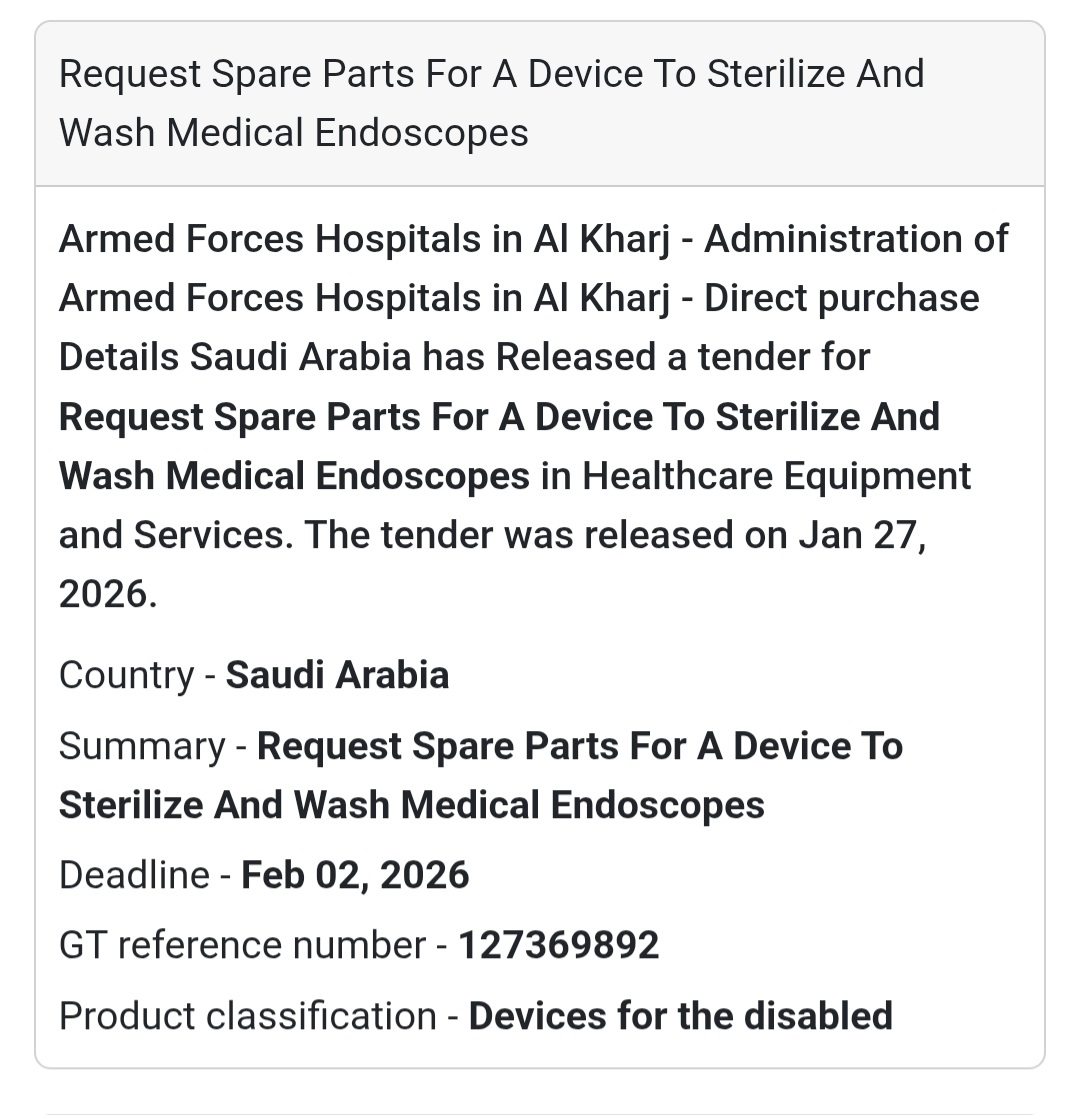 🧴 Spare Parts for Endoscope Sterilization & Washing Device