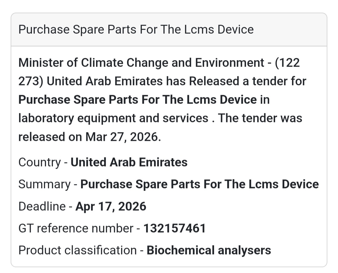🧪 Spare Parts for LCMS Device