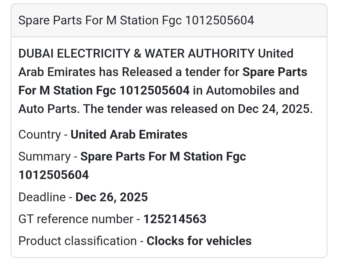🚗 Spare Parts for M Station FGC | UAE 🇦🇪