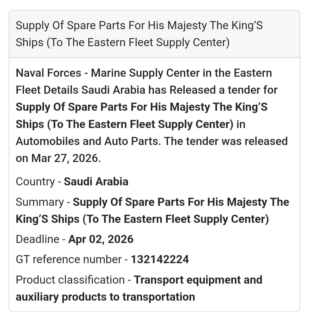 🚢 Spare Parts for Naval Ships 🇸🇦