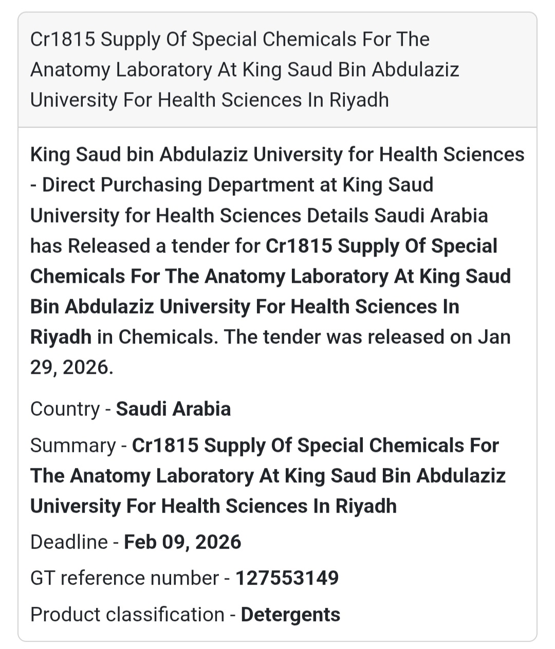 🧪 Special Chemicals Supply