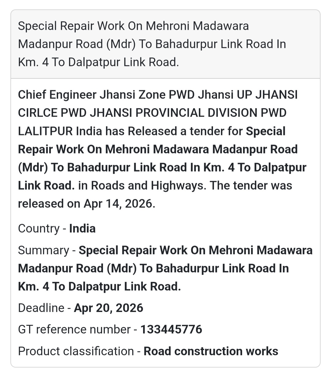 🛣️ Special Repair Work – Lalitpur/Jhansi Road