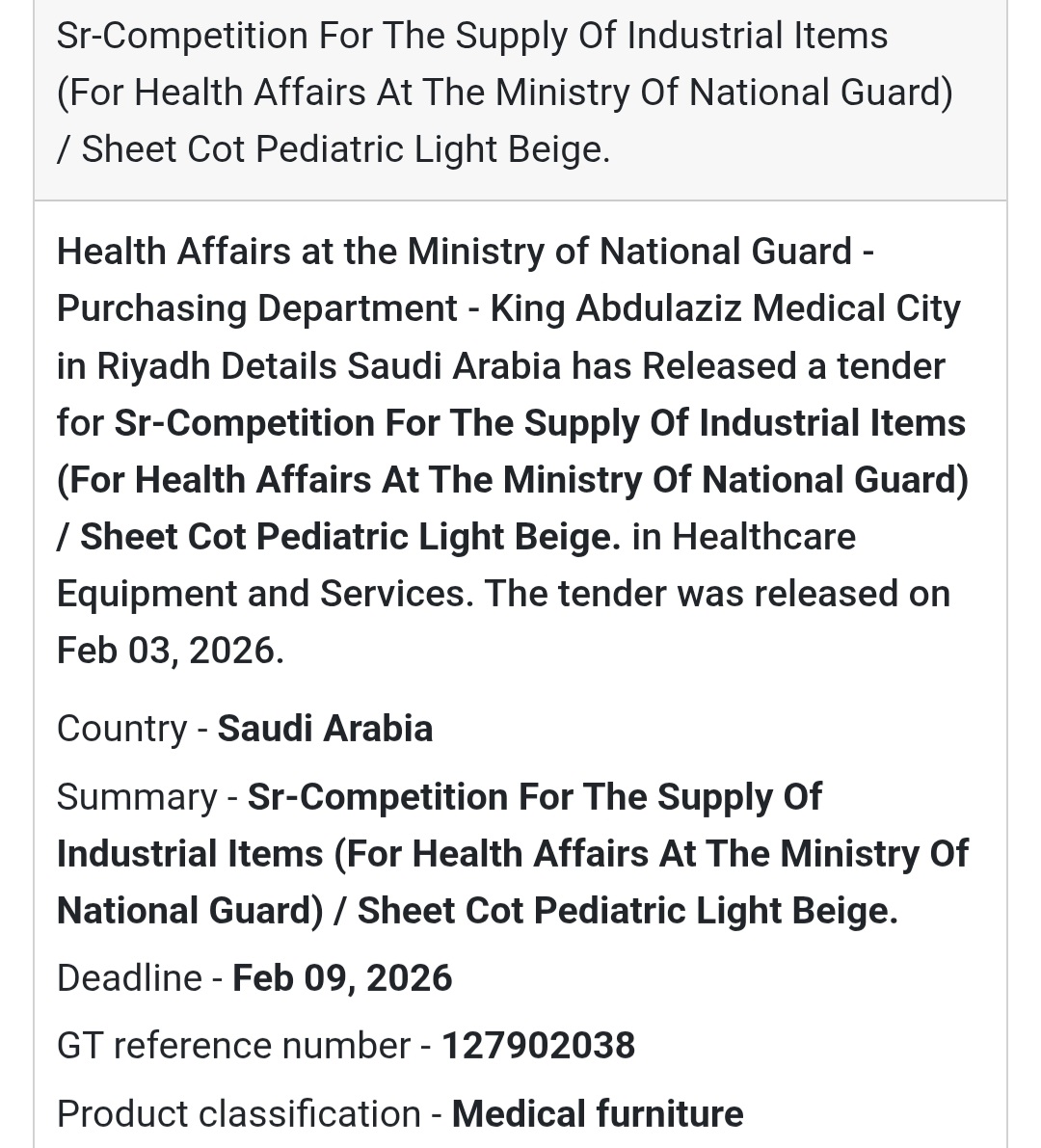 🛏️ SR Competition – Sheet Cot Pediatric (Light Beige)