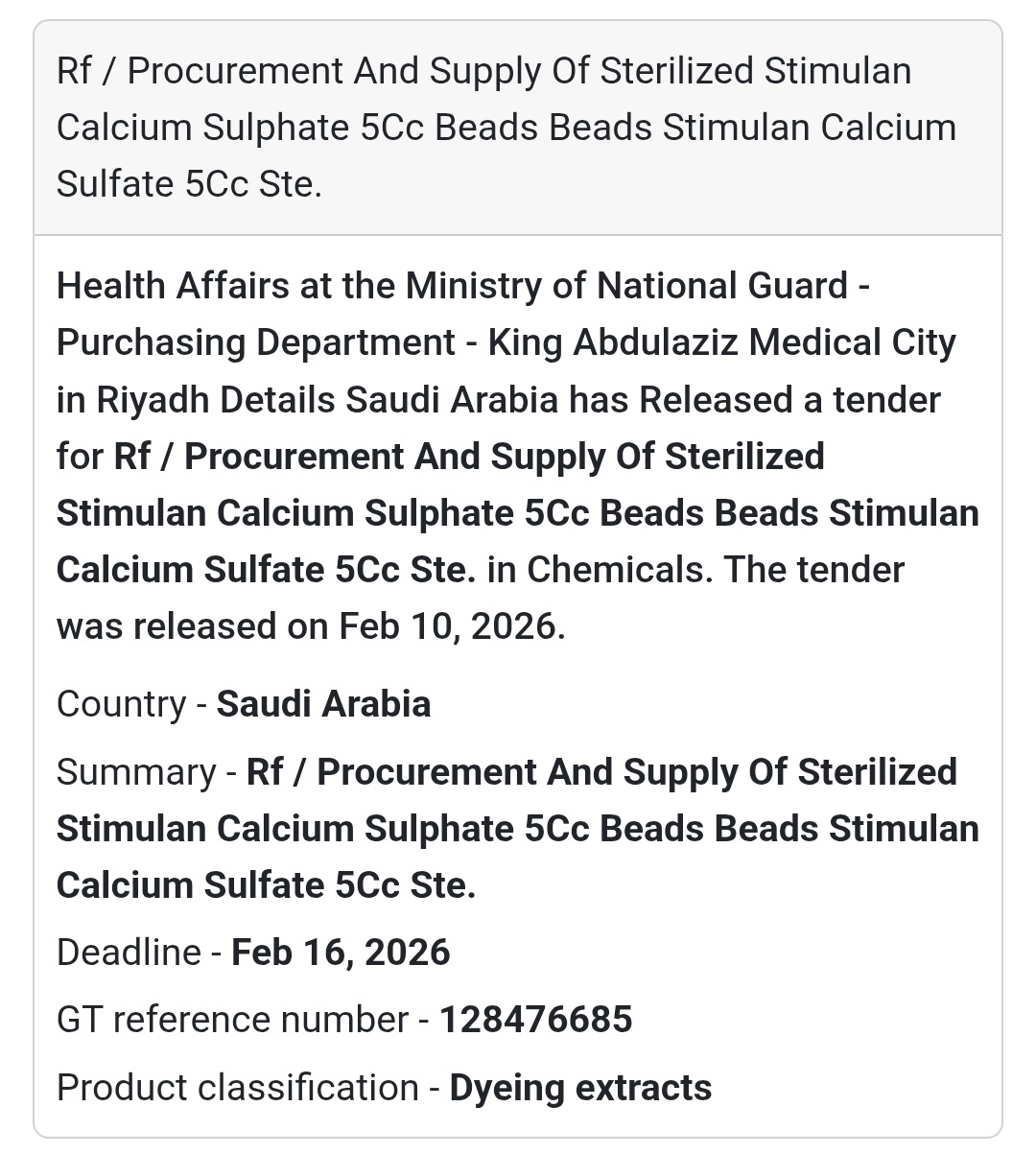 🧫 Sterilized Stimulan Calcium Sulphate 5cc Beads