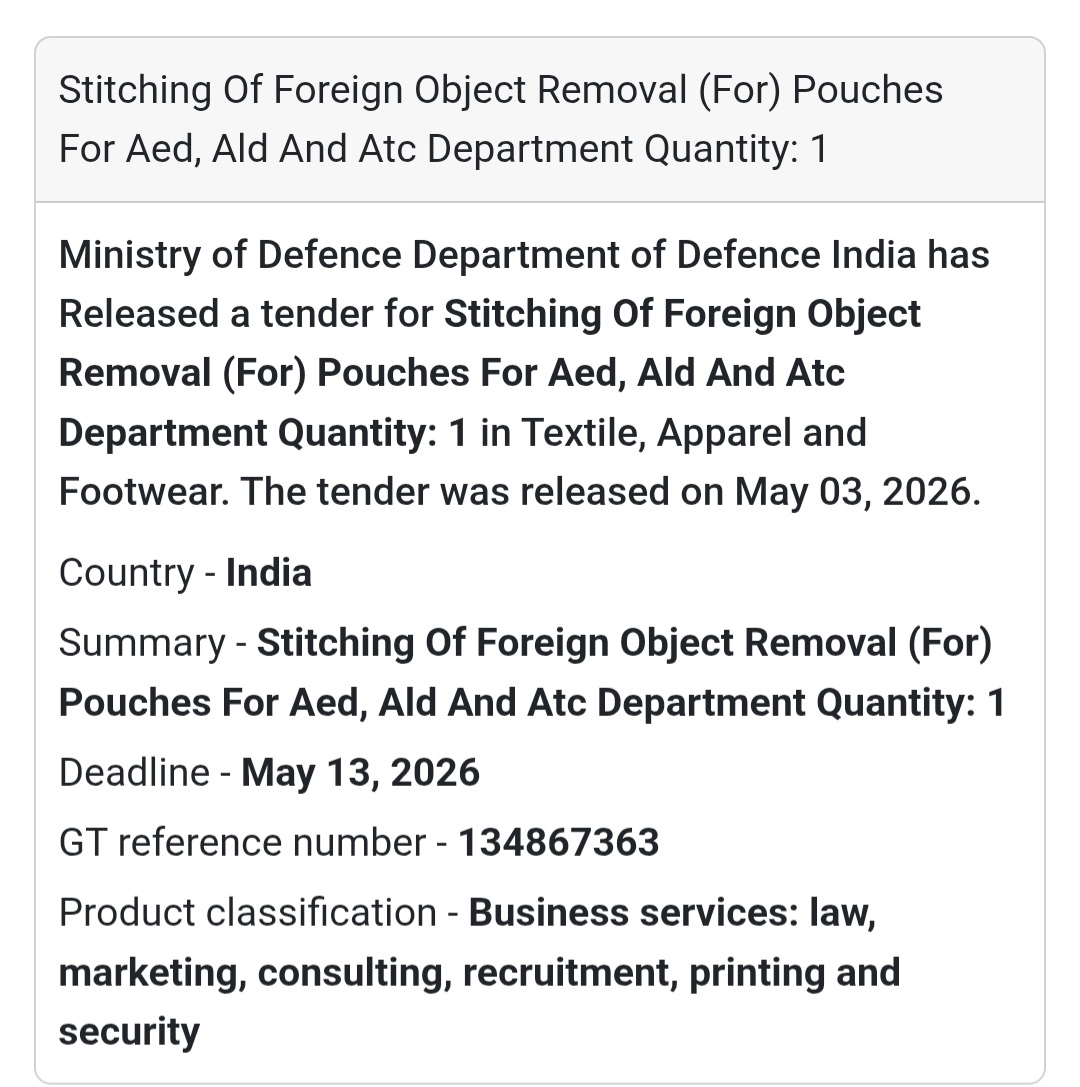 Stitching Services Tender