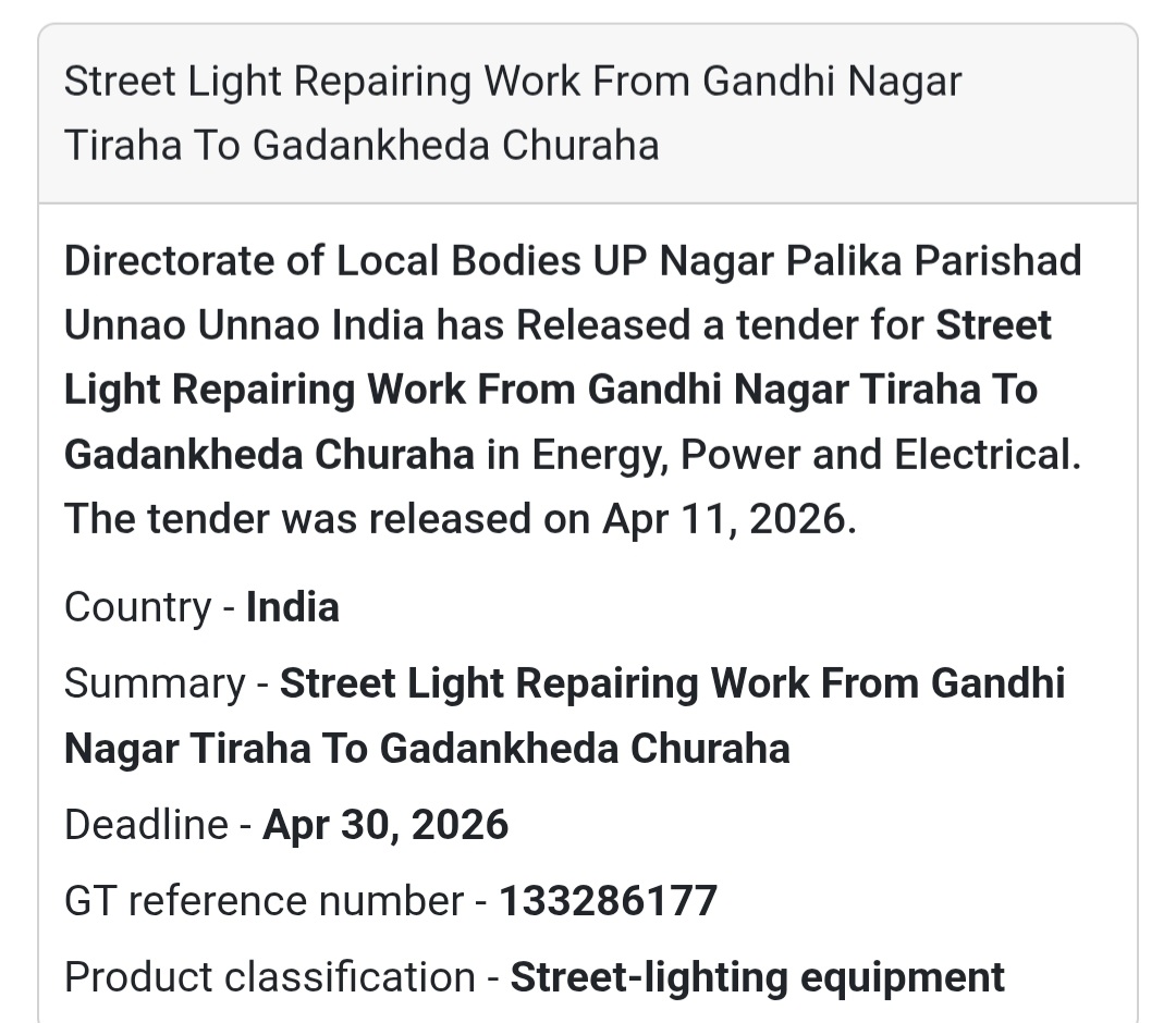 💡 STREET LIGHT REPAIRING WORK – UNNAO
