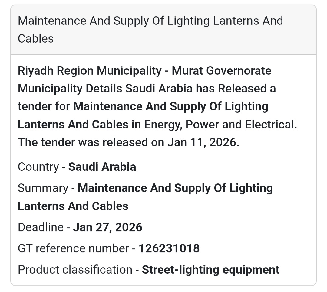 💡 STREET LIGHTING MAINTENANCE – RIYADH REGION
