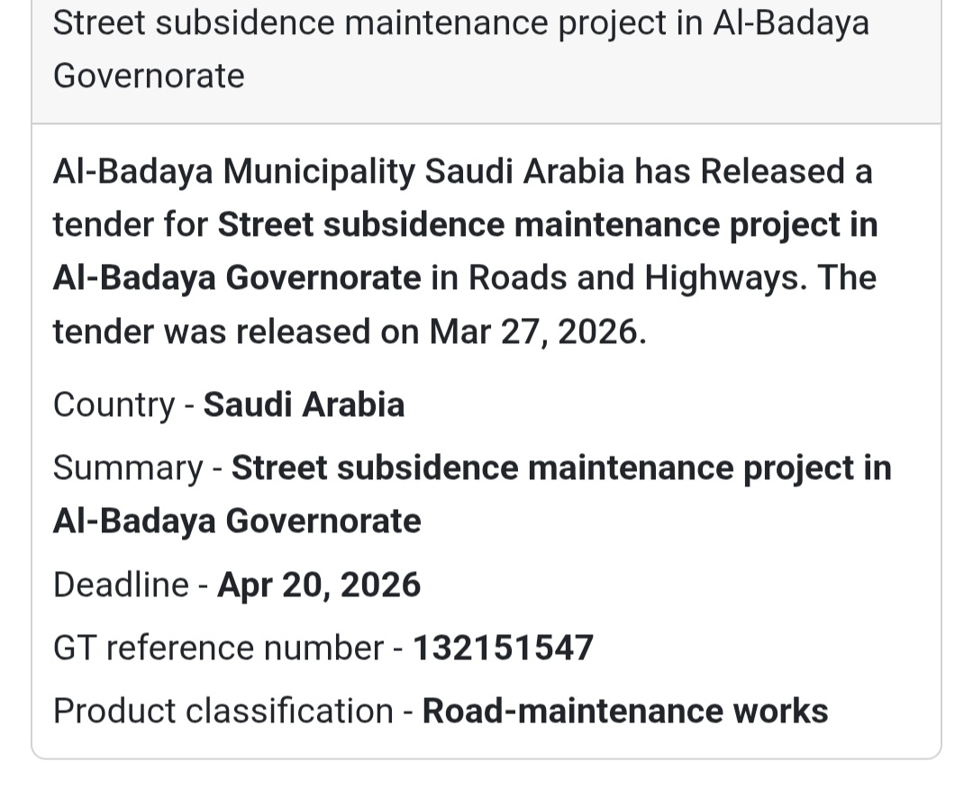Street Subsidence Maintenance – Al-Badaya 🇸🇦