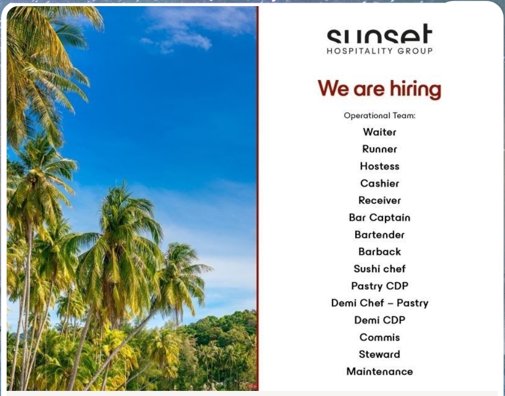 🌟 Sunset Hospitality Group UAE is Hiring! 🌟