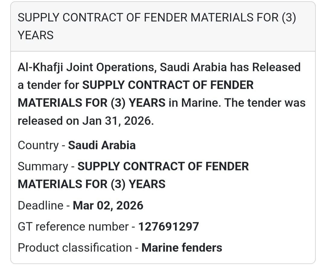⚓ Supply Contract of Fender Materials (3 Years)
