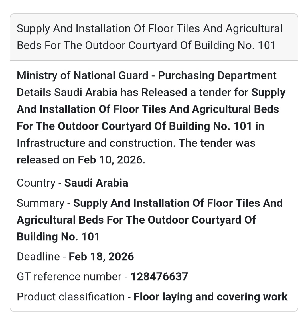 🏗 Supply & Installation of Floor Tiles & Agricultural Beds