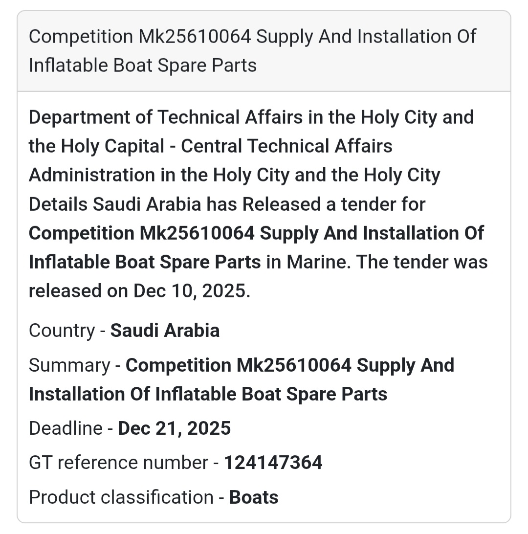 🚤 Supply & Installation of Inflatable Boat Spare Parts