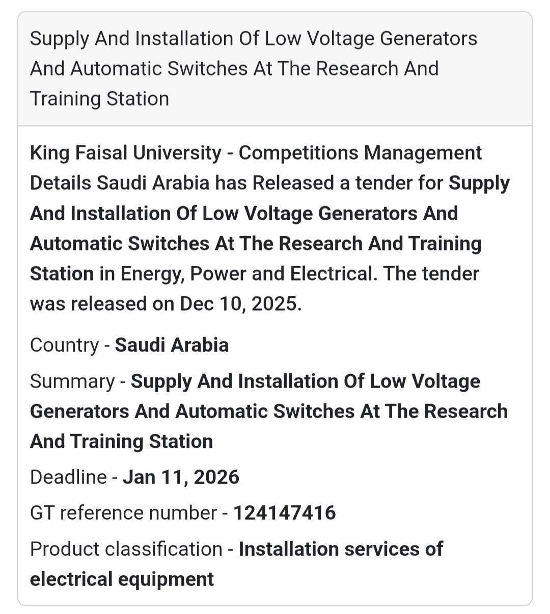⚡ Supply & Installation of Low Voltage Generators