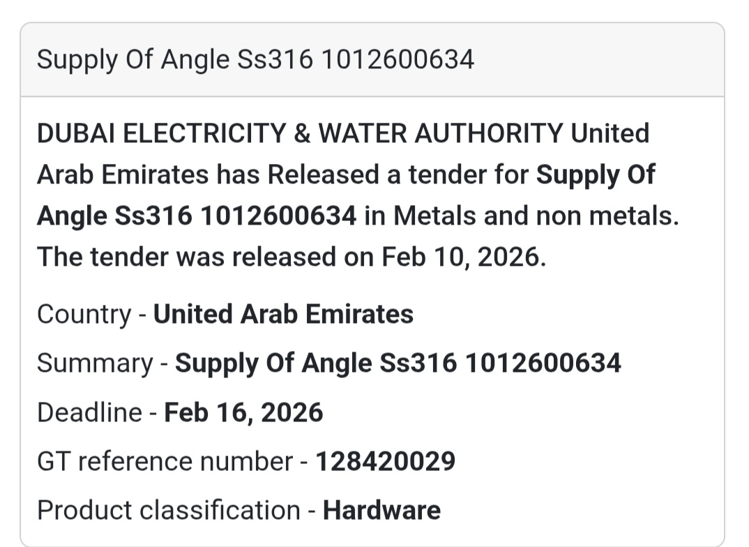 🔩 Supply of Angle SS316 – UAE