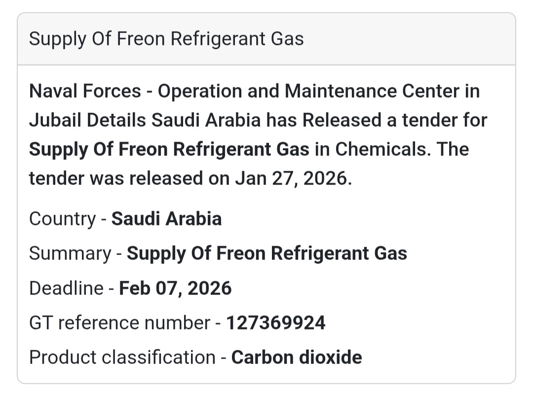 ❄️ Supply of Freon Refrigerant Gas 🇸🇦 Saudi Arabia