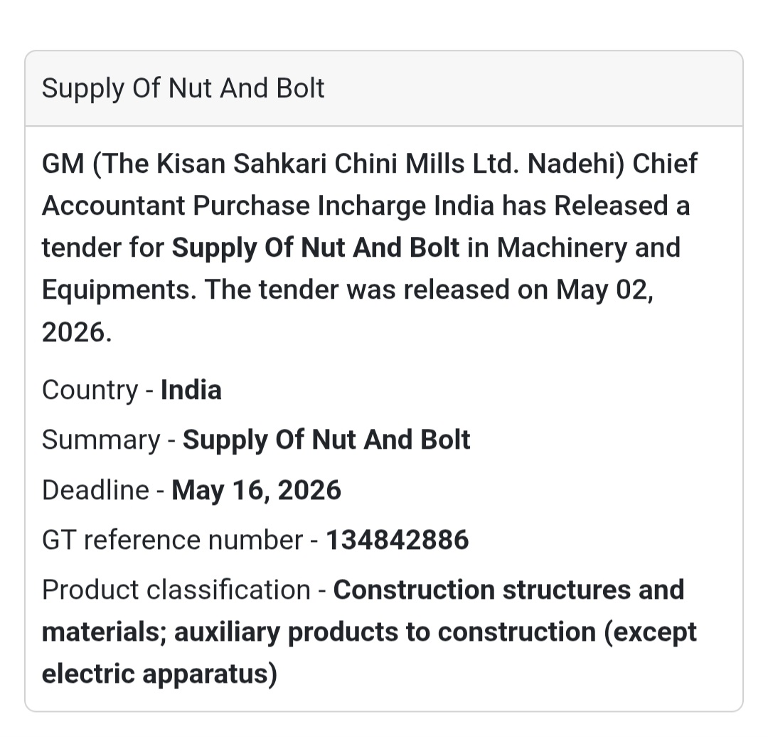 🔩 Supply of Nut & Bolt