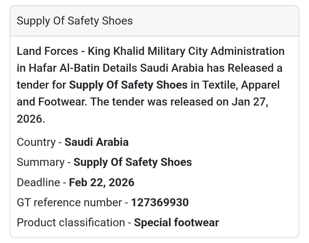 👟 Supply of Safety Shoes 🇸🇦 Saudi Arabia