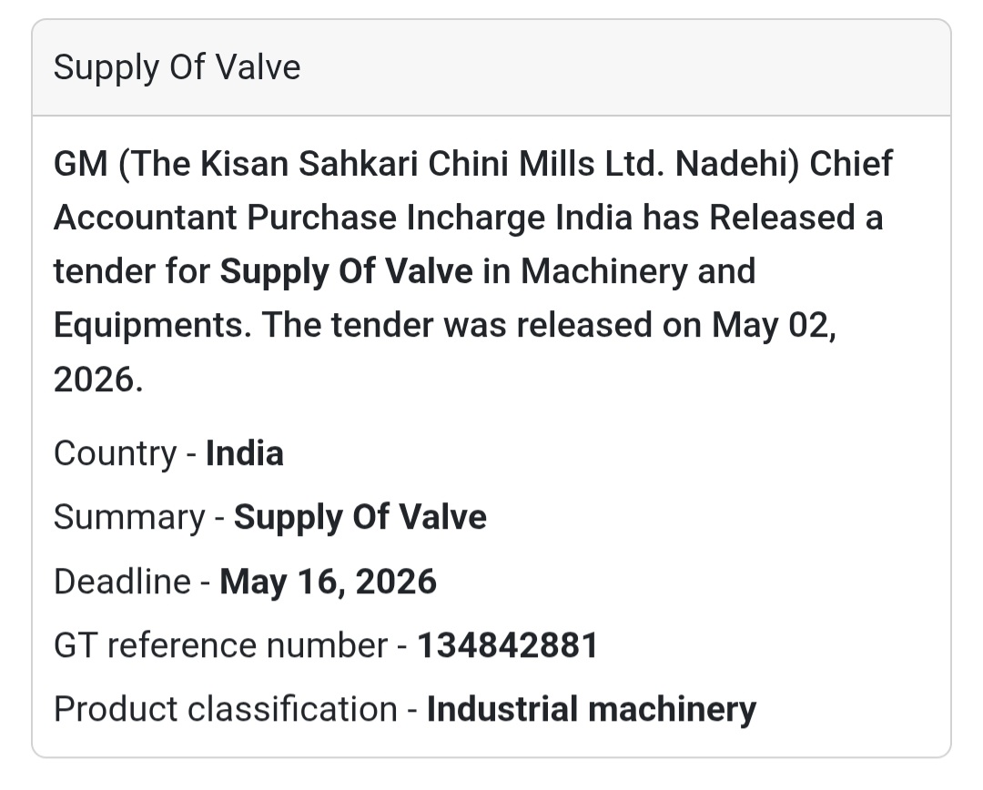 🔧 Supply of Valves