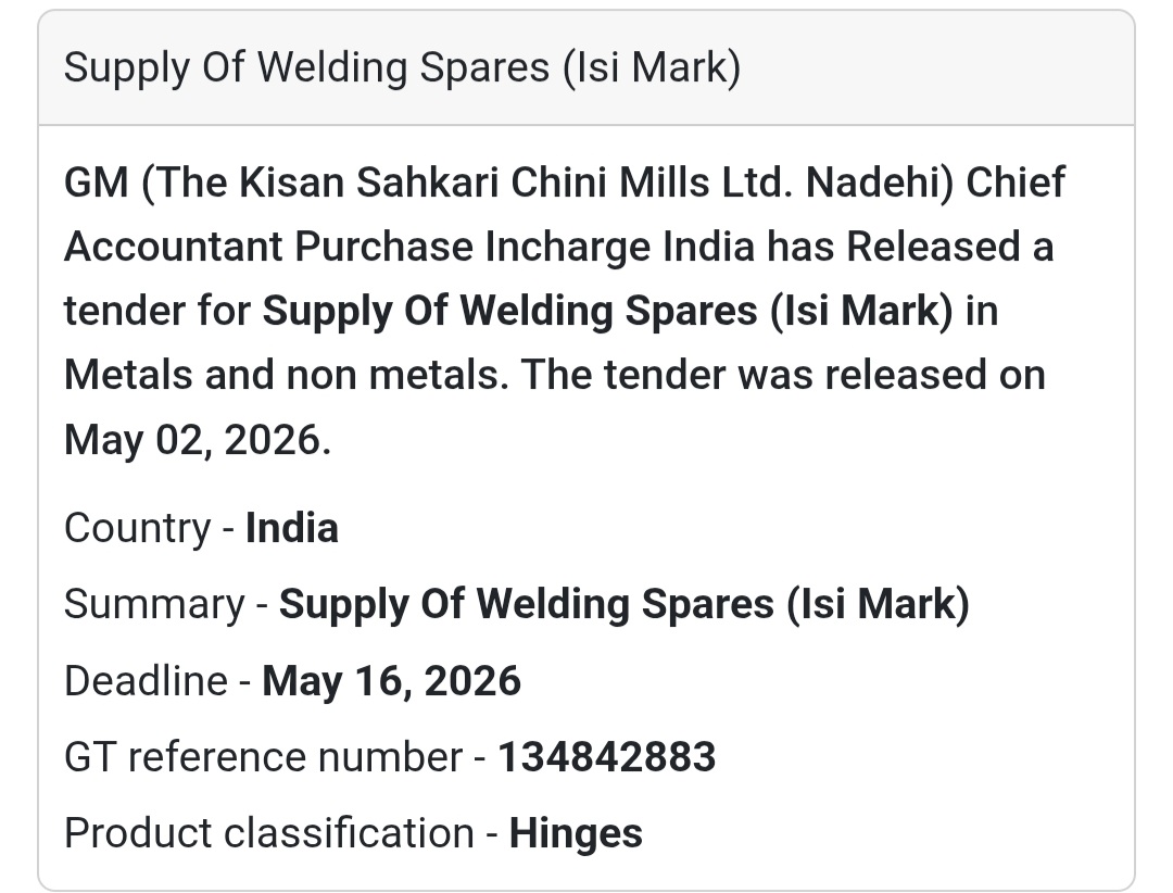 🔩 Supply of Welding Spares (ISI Mark)