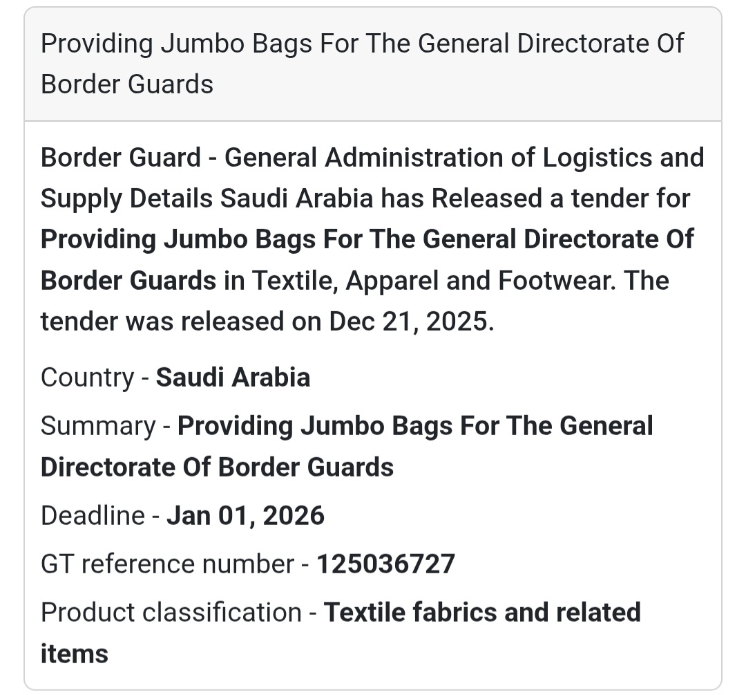 🎒 Supply Tender – Saudi Arabia