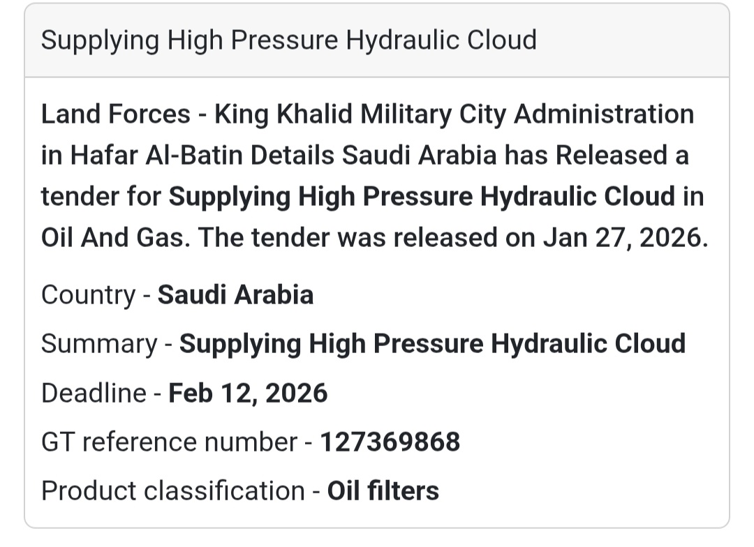 🛢️ Supplying High-Pressure Hydraulic Cloud 🇸🇦 Saudi Arabia