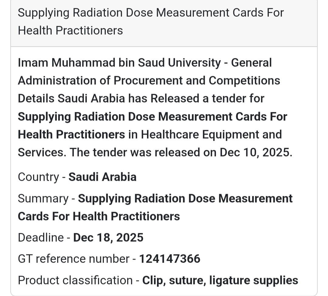 ☢️ Supplying Radiation Dose Measurement Cards