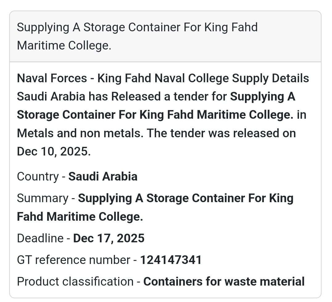 📦 Supplying Storage Container – King Fahd Maritime College