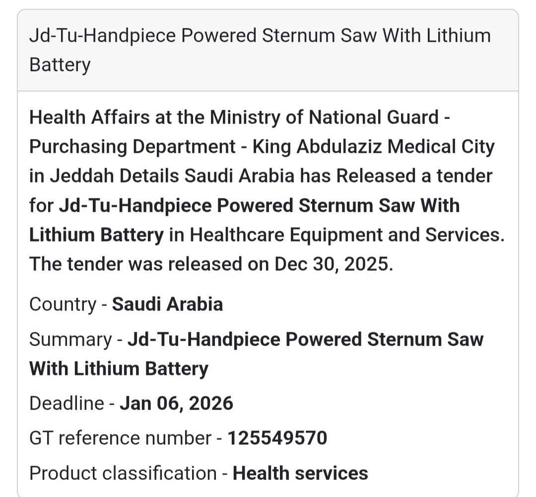 🪚 Surgical Equipment Tender – Jeddah
